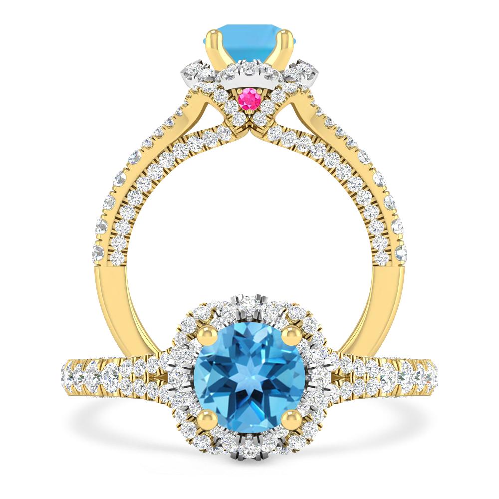 Yellow Gold - Blue Topaz