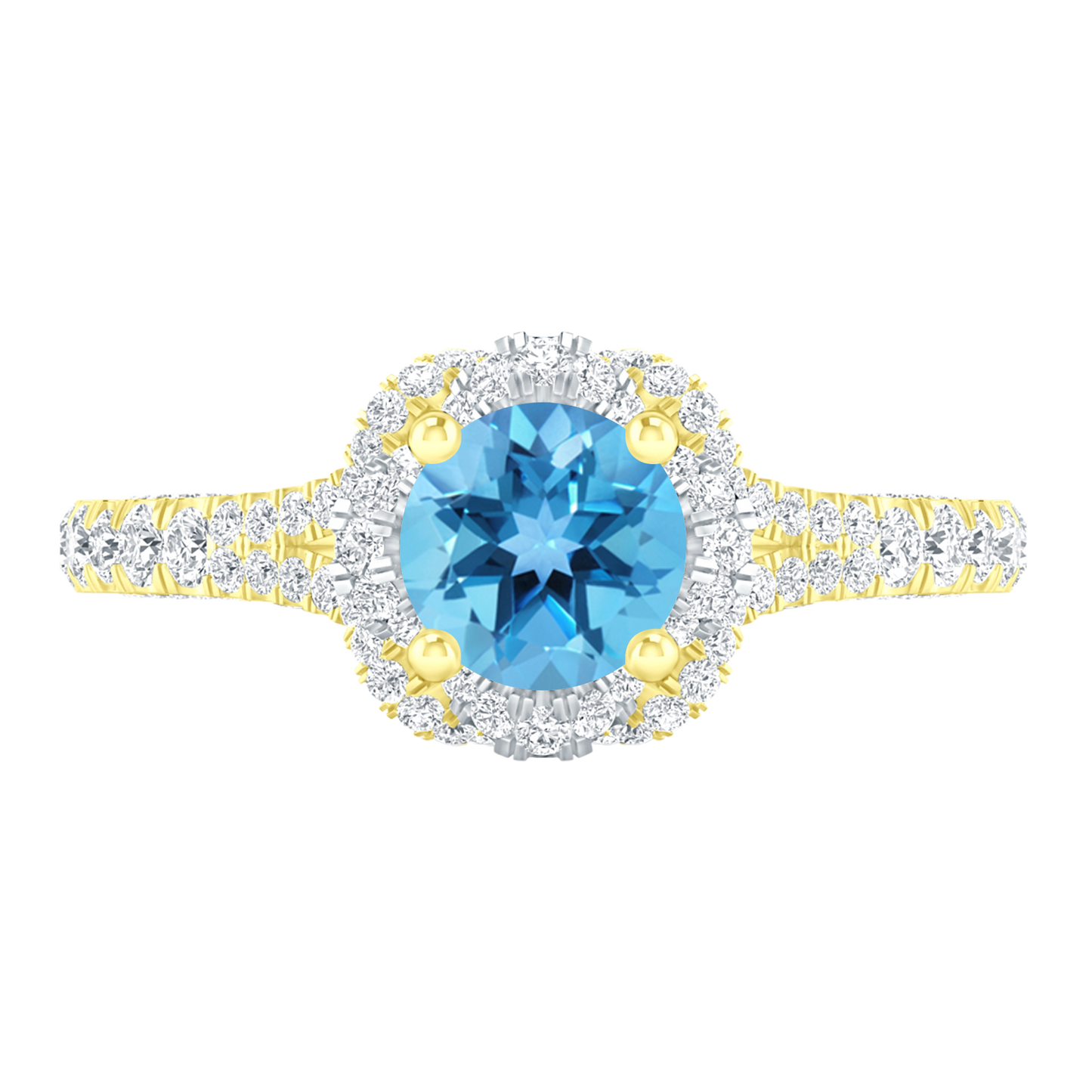 Yellow Gold - Blue Topaz