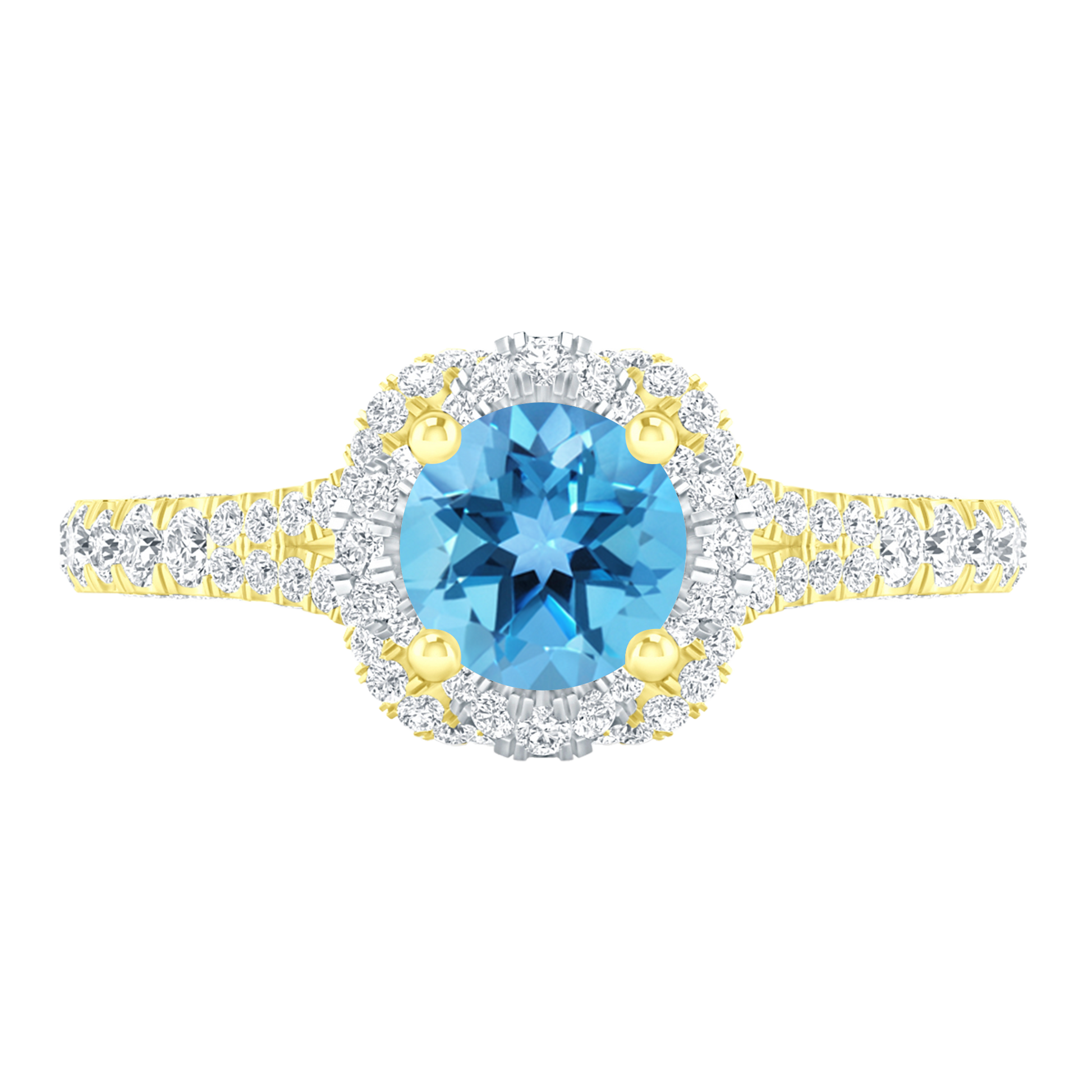 Yellow Gold - Blue Topaz