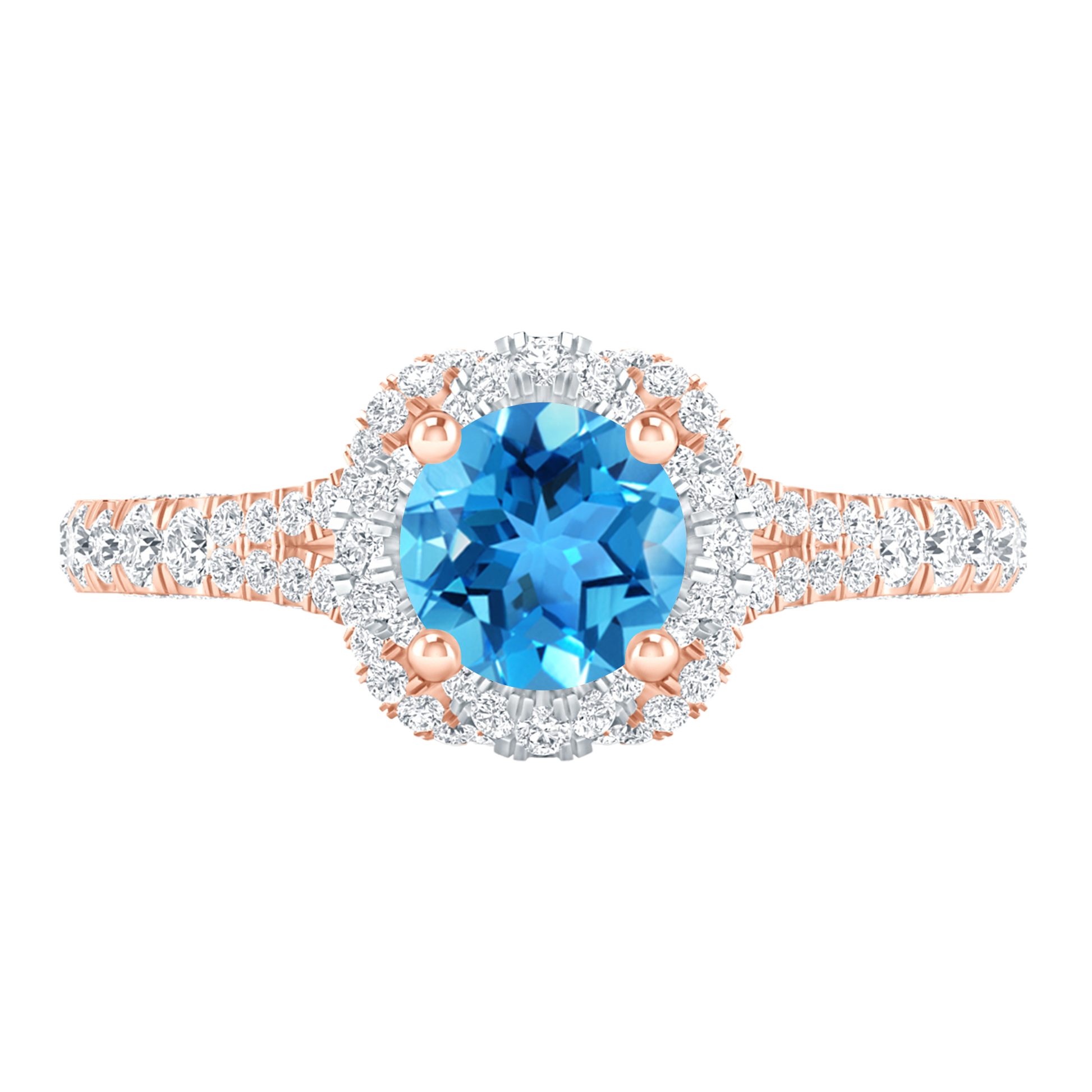 Rose Gold - Blue Topaz