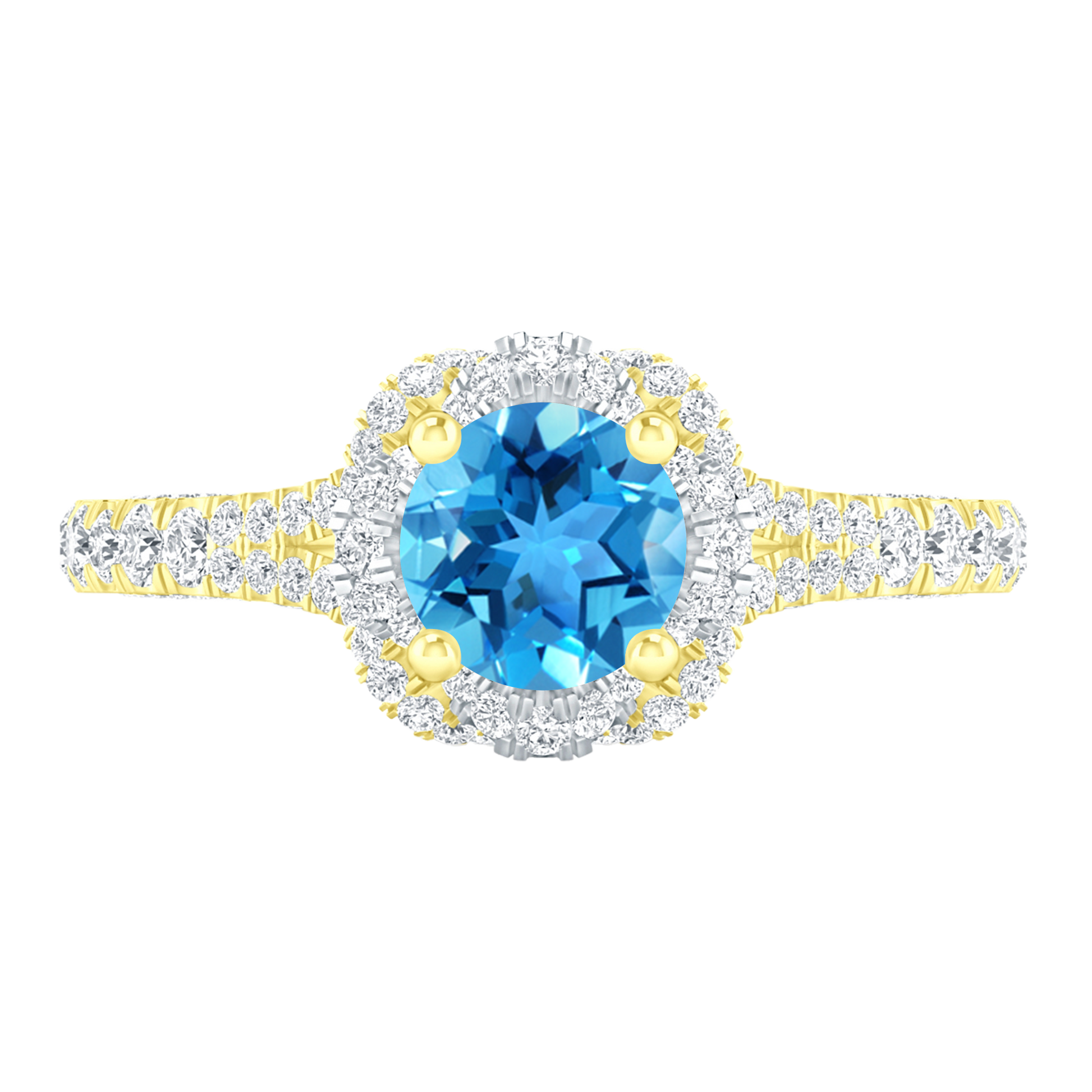 Yellow Gold - Blue Topaz