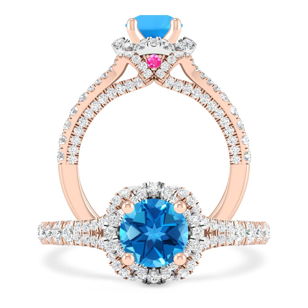 Rose Gold - Blue Topaz