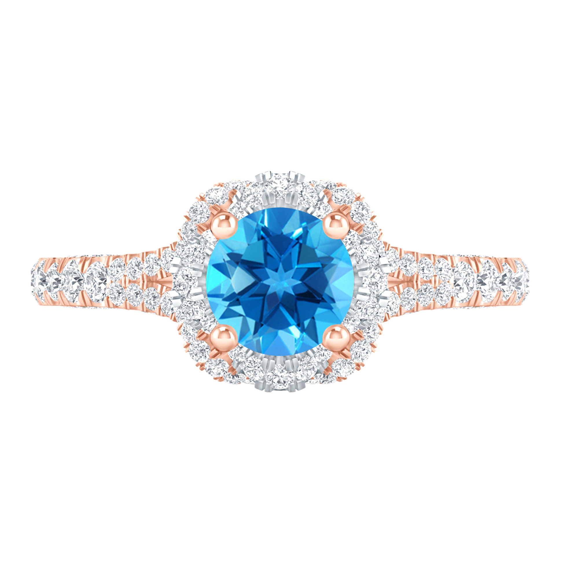 Rose Gold - Blue Topaz