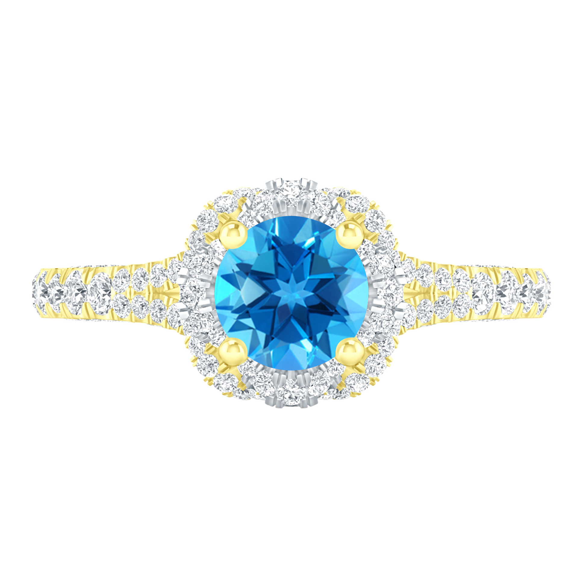 Yellow Gold - Blue Topaz