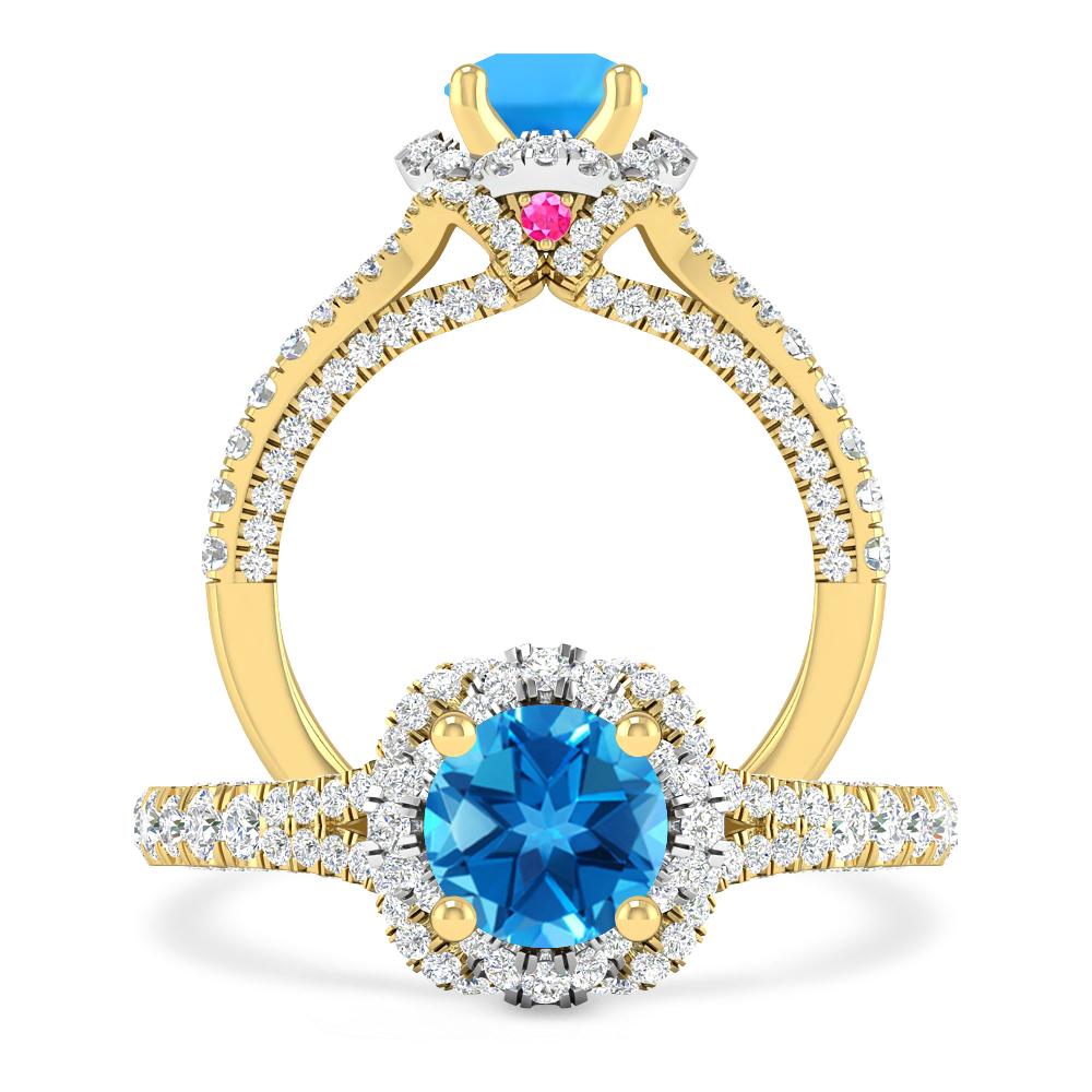 Yellow Gold - Blue Topaz