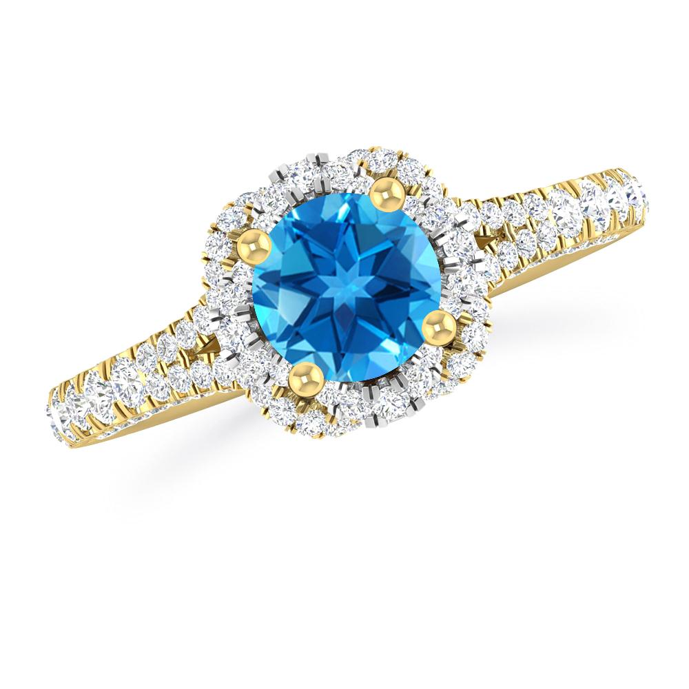 Yellow Gold - Blue Topaz