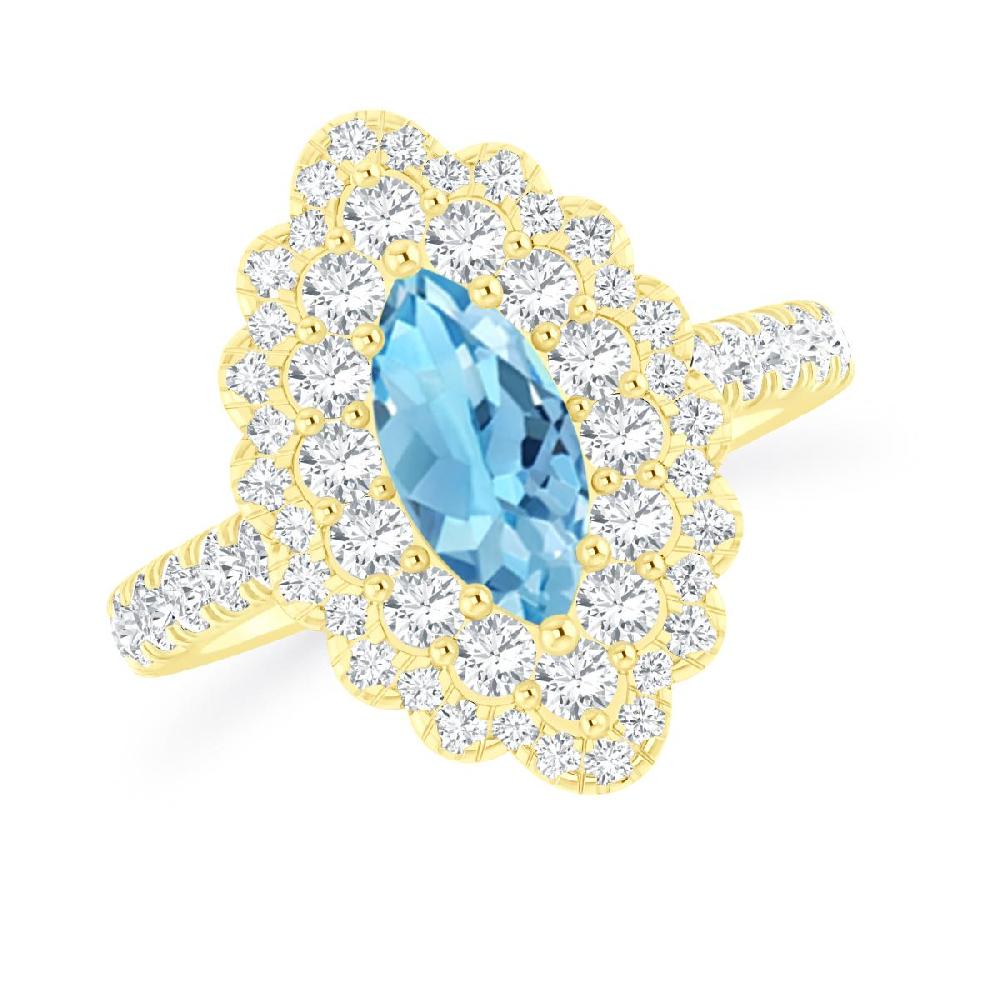 Yellow Gold - Blue Topaz