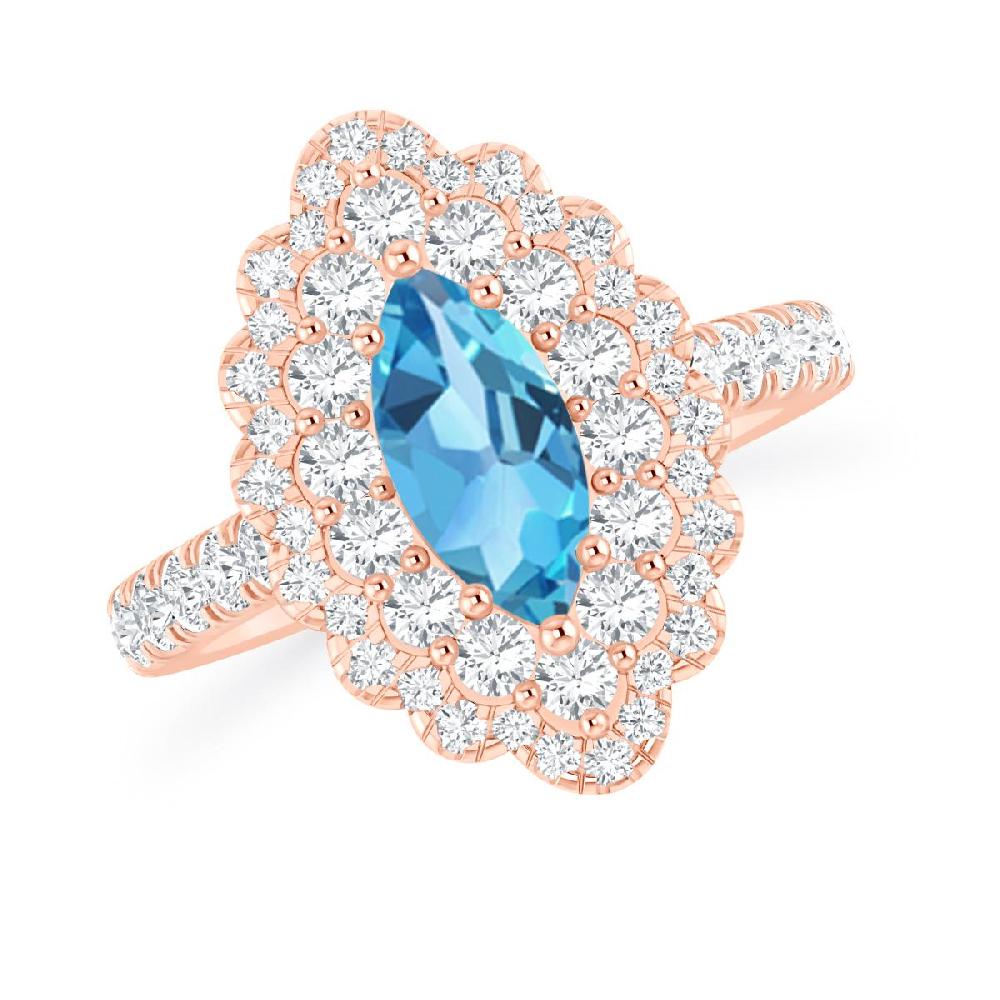 Rose Gold - Blue Topaz