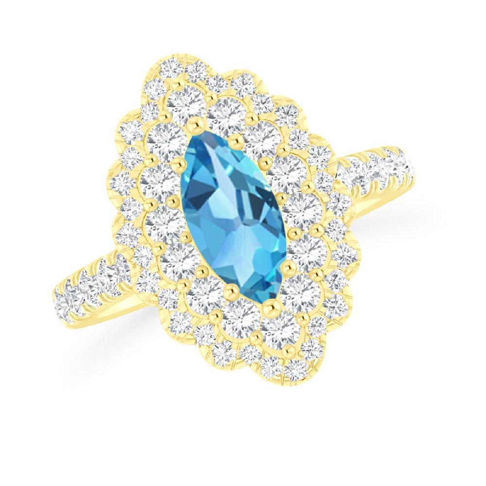 Yellow Gold - Blue Topaz