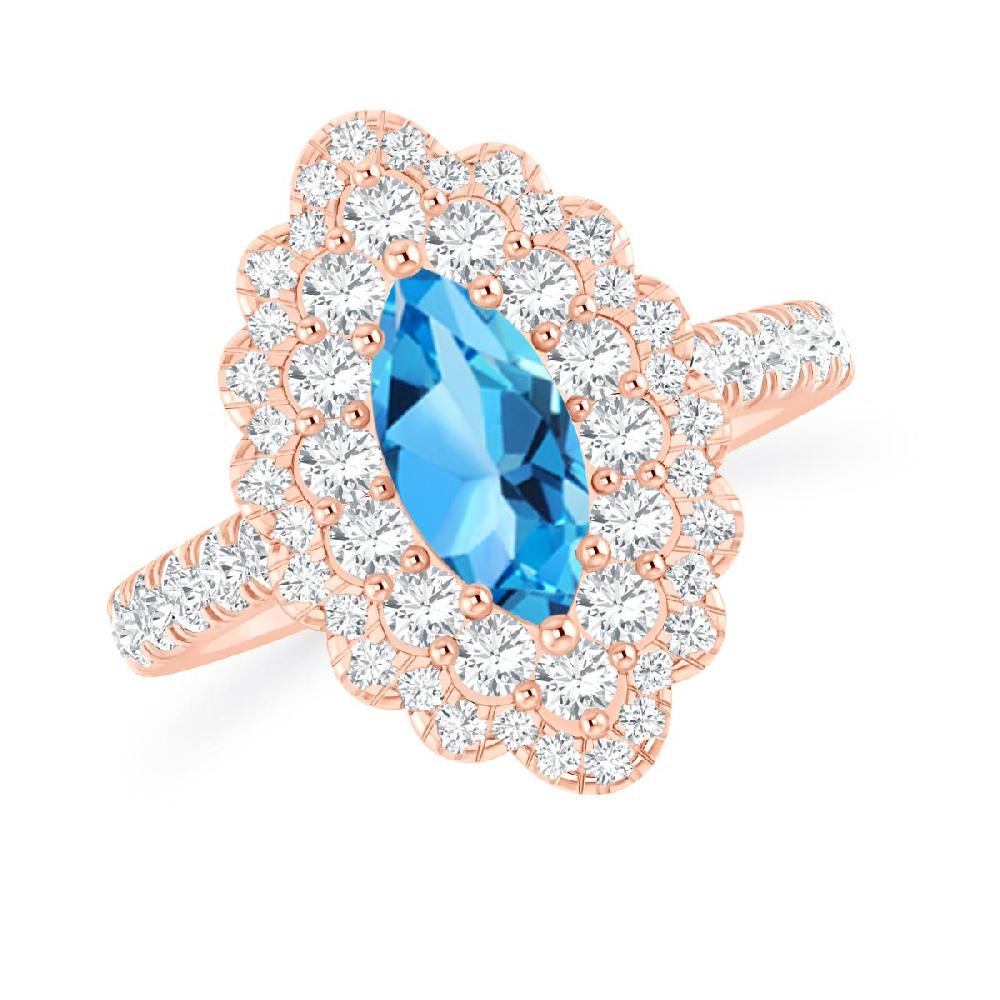 Rose Gold - Blue Topaz