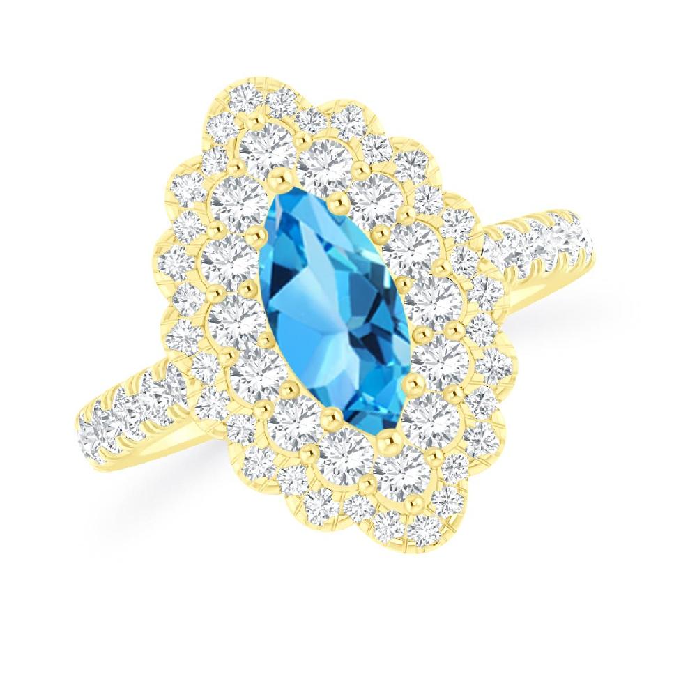 Yellow Gold - Blue Topaz