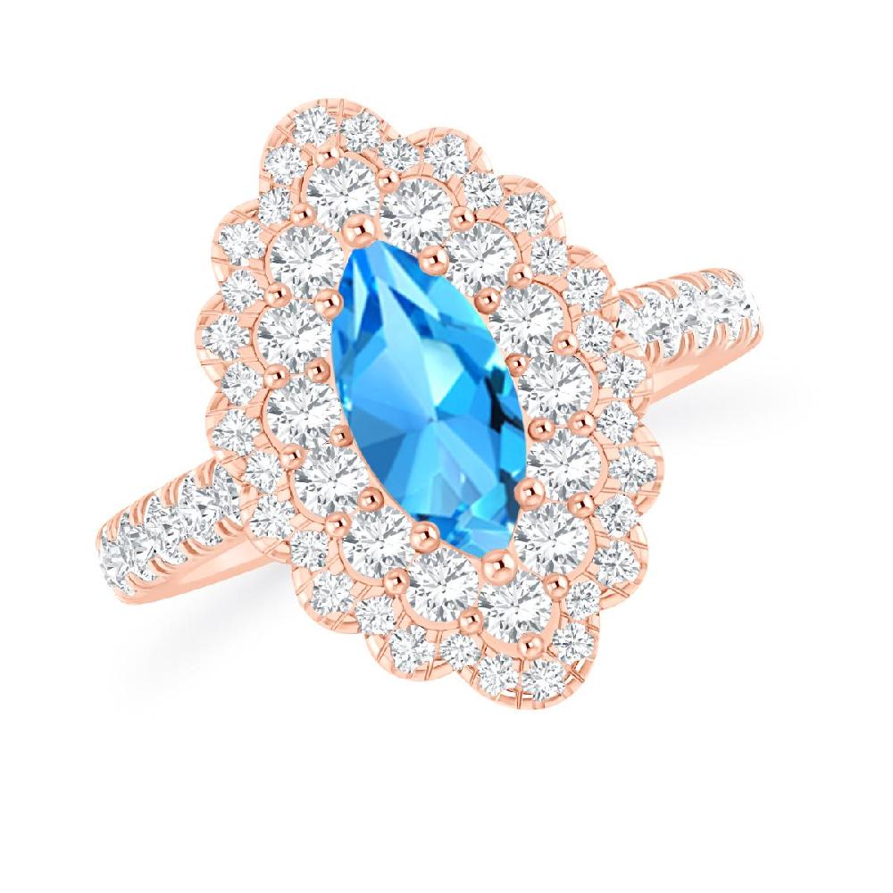 Rose Gold - Blue Topaz