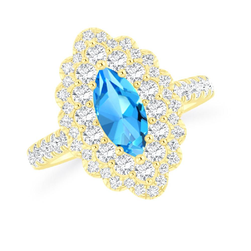 Yellow Gold - Blue Topaz