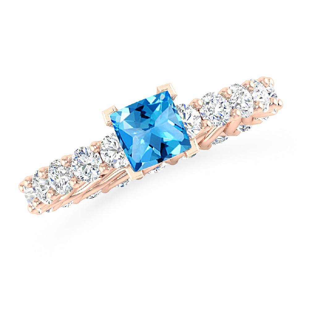 Rose Gold - Blue Topaz