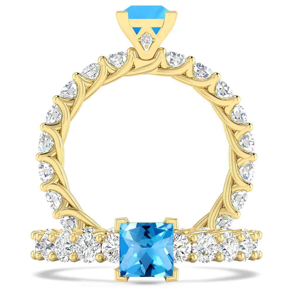 Yellow Gold - Blue Topaz