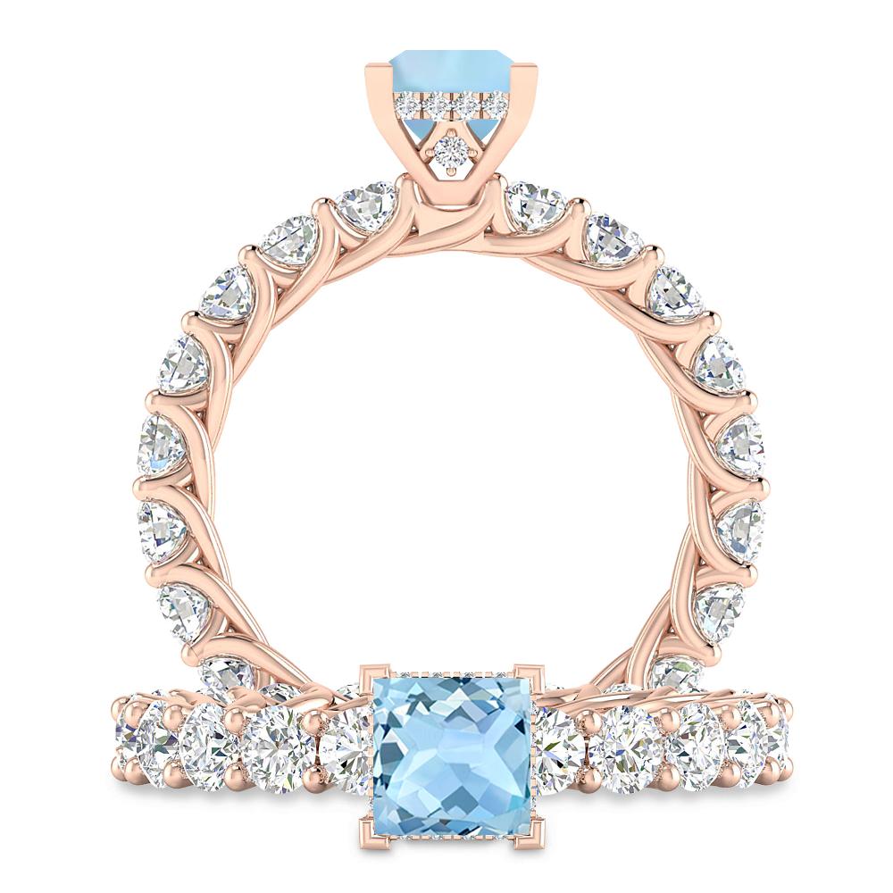 Rose Gold - Aquamarine