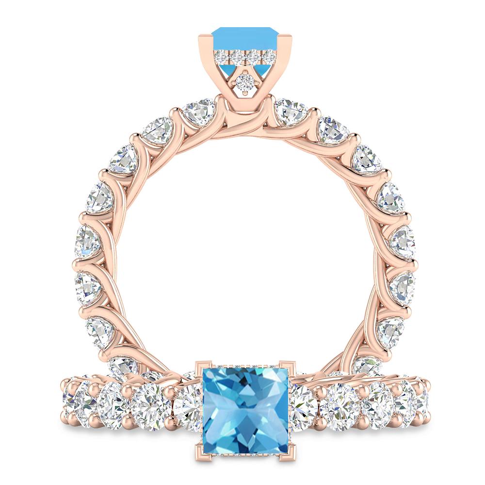 Rose Gold - Blue Topaz