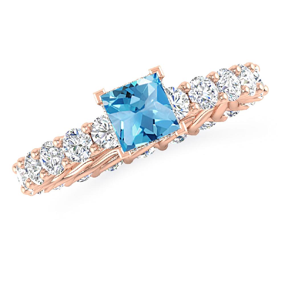 Rose Gold - Blue Topaz