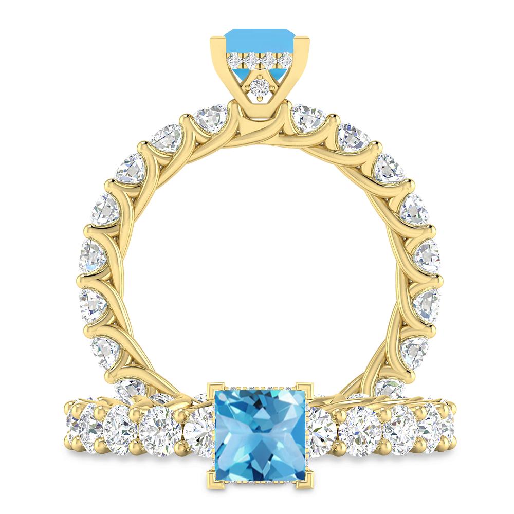 Yellow Gold - Blue Topaz