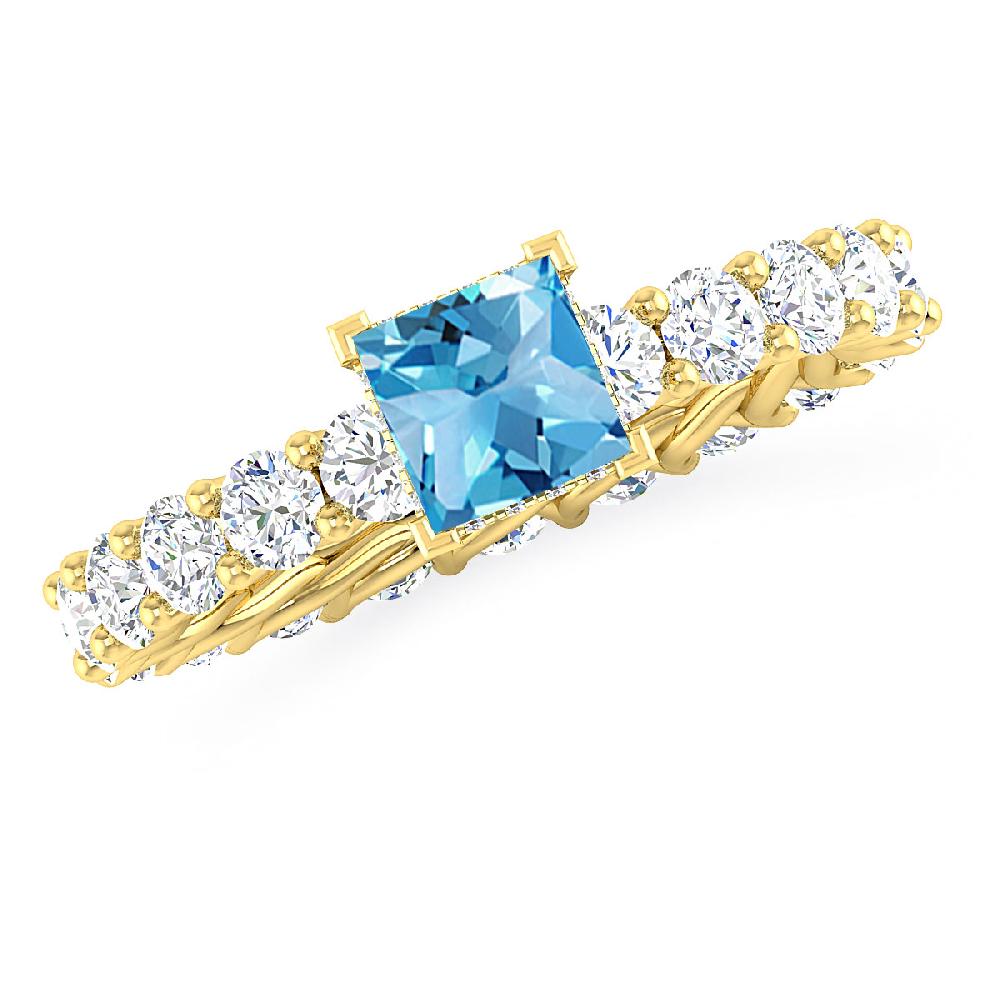 Yellow Gold - Blue Topaz