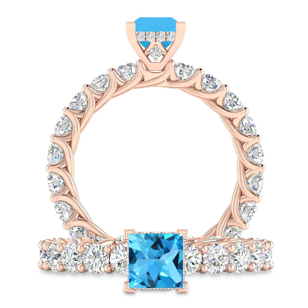 Rose Gold - Blue Topaz