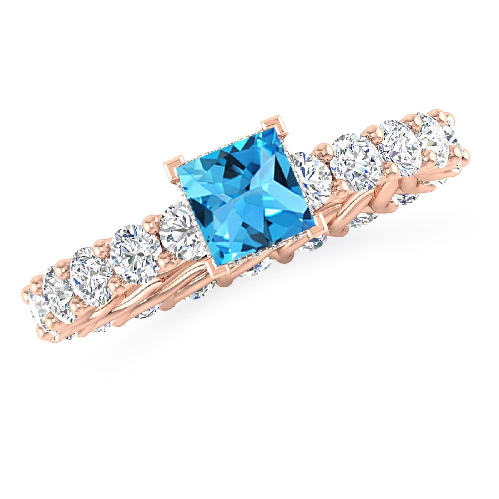 Rose Gold - Blue Topaz