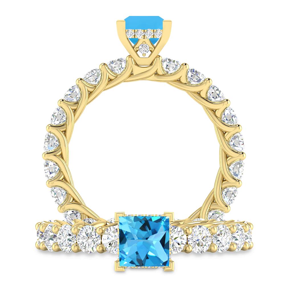 Yellow Gold - Blue Topaz