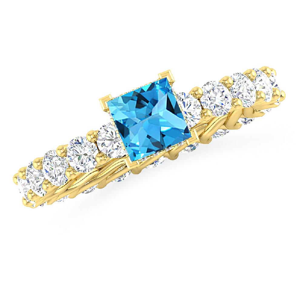 Yellow Gold - Blue Topaz