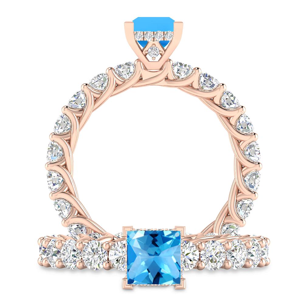 Rose Gold - Blue Topaz