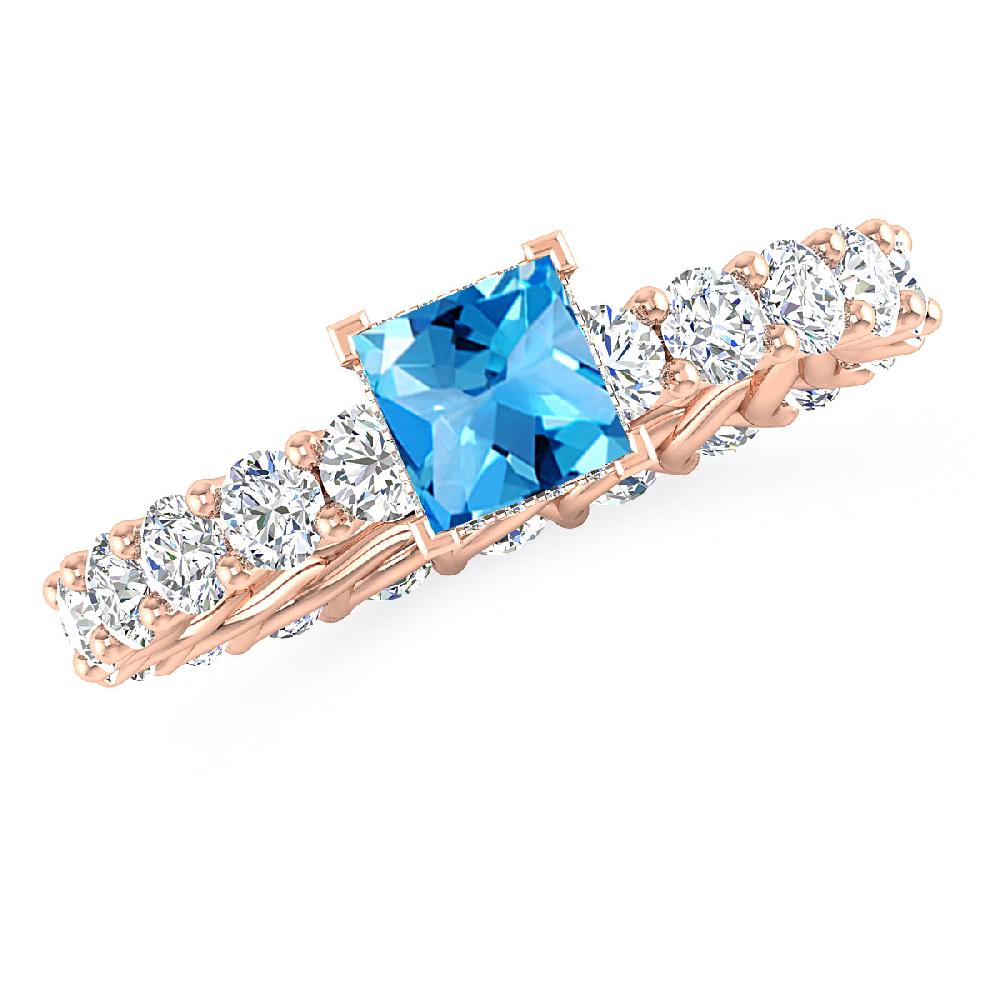 Rose Gold - Blue Topaz