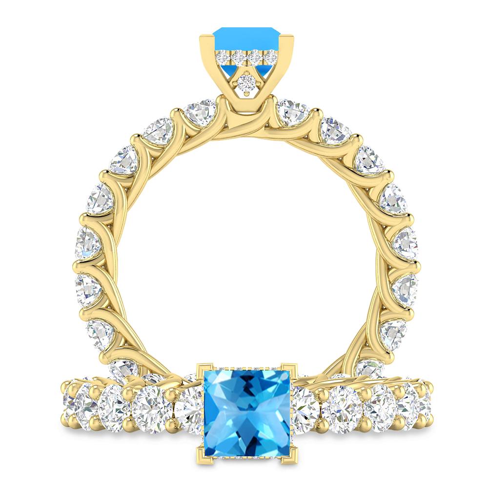 Yellow Gold - Blue Topaz