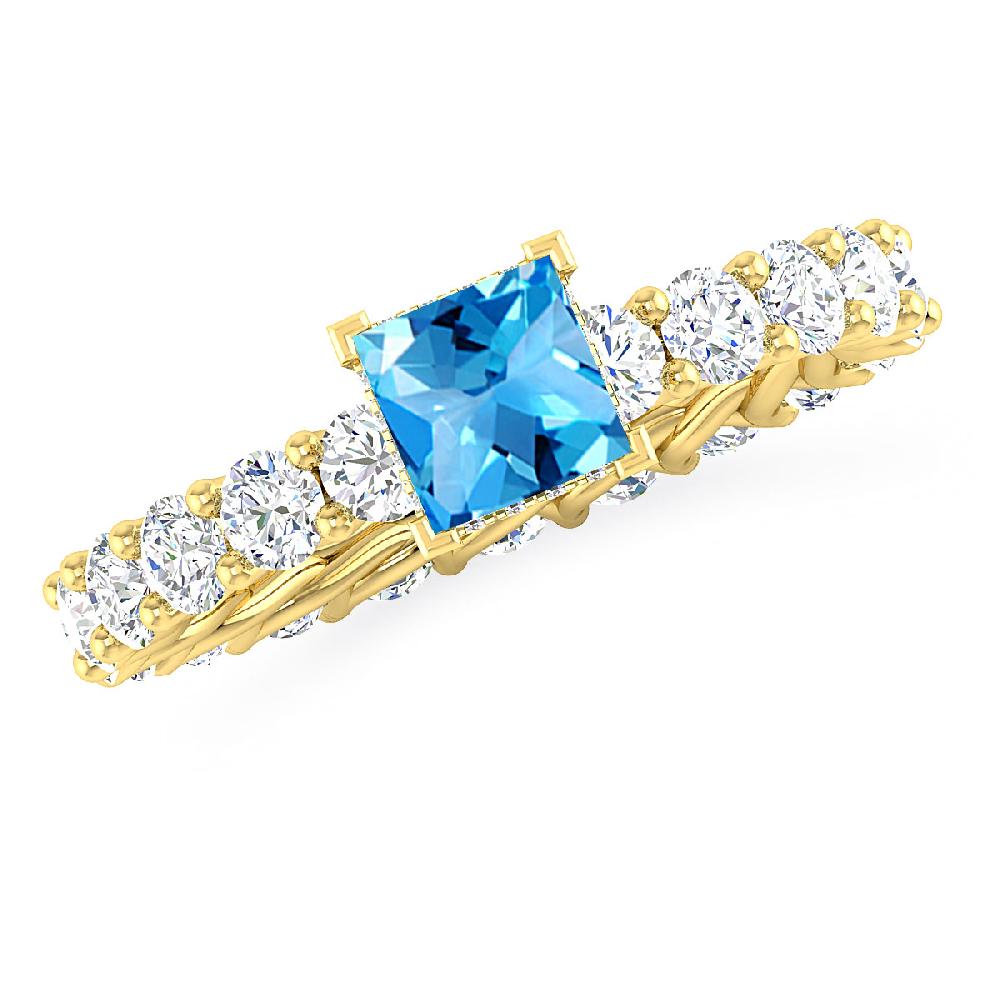 Yellow Gold - Blue Topaz