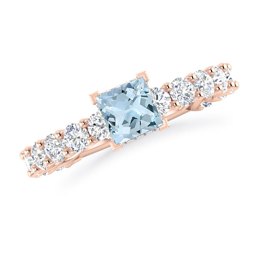 Rose Gold - Aquamarine