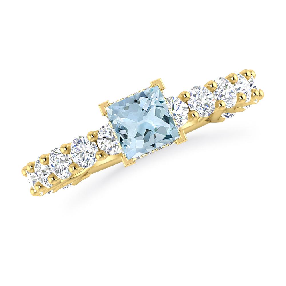 Yellow Gold - Aquamarine