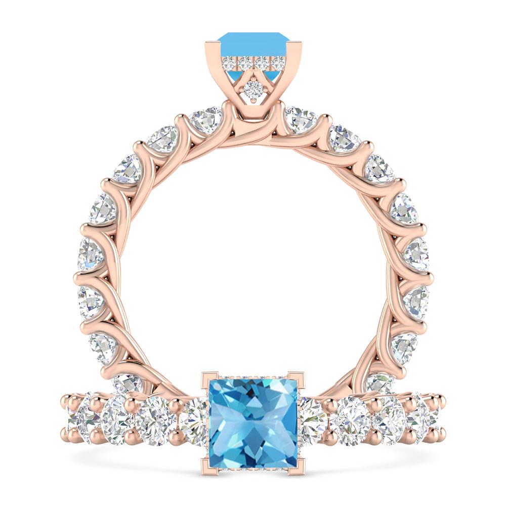 Rose Gold - Blue Topaz