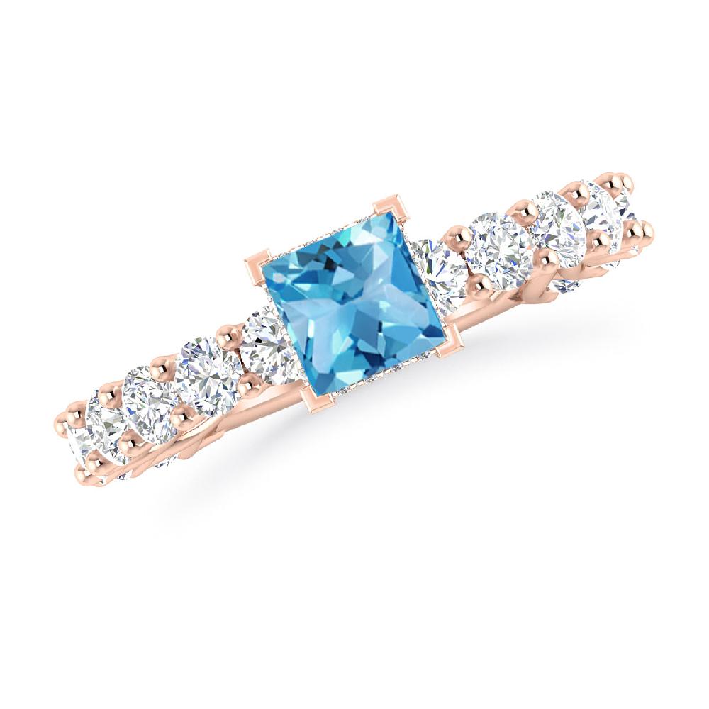 Rose Gold - Blue Topaz