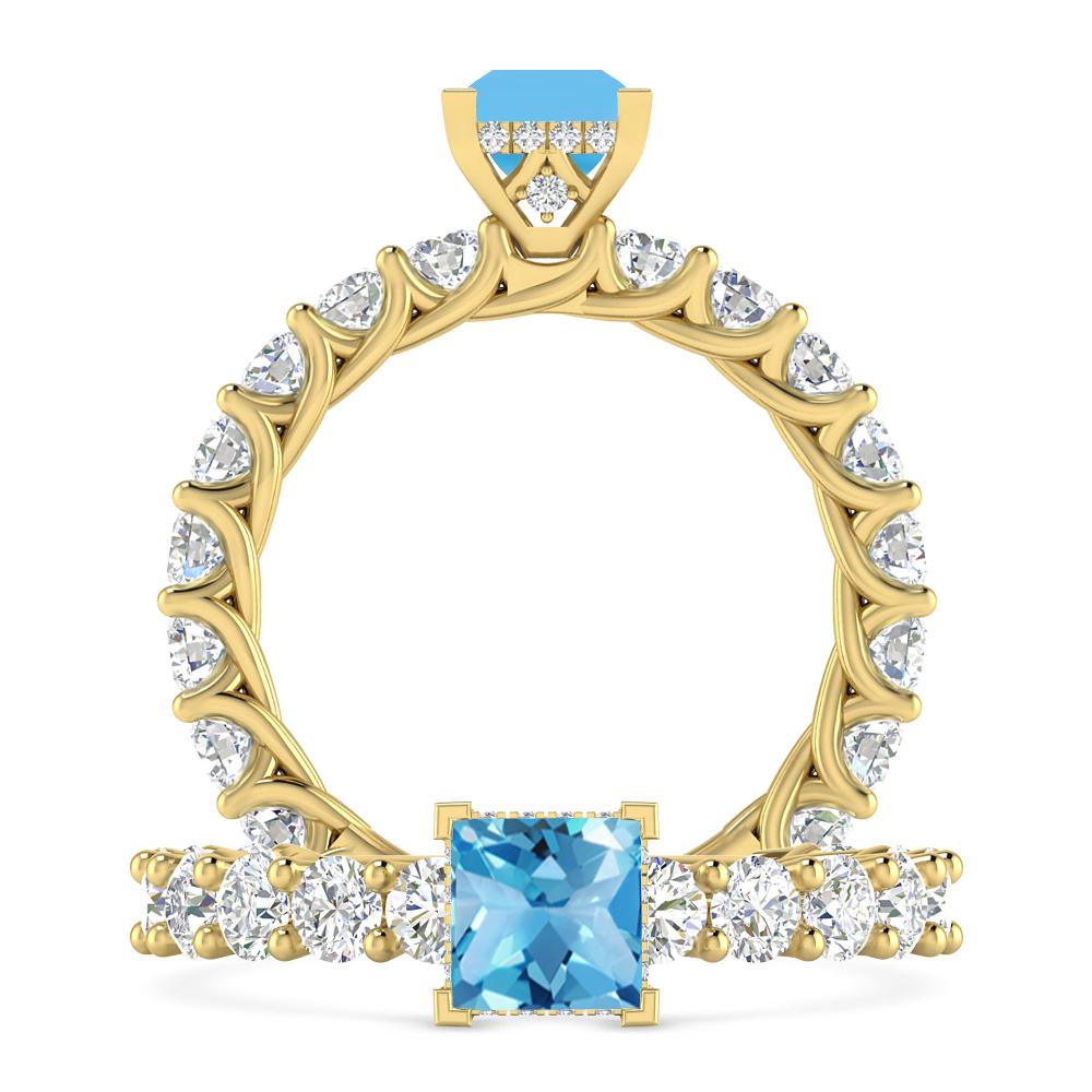 Yellow Gold - Blue Topaz