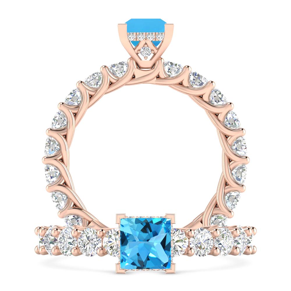 Rose Gold - Blue Topaz