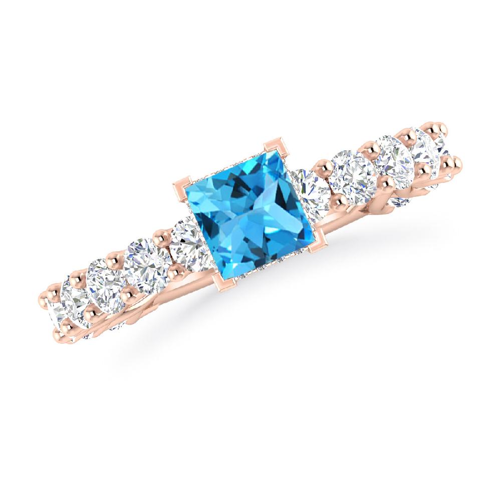 Rose Gold - Blue Topaz