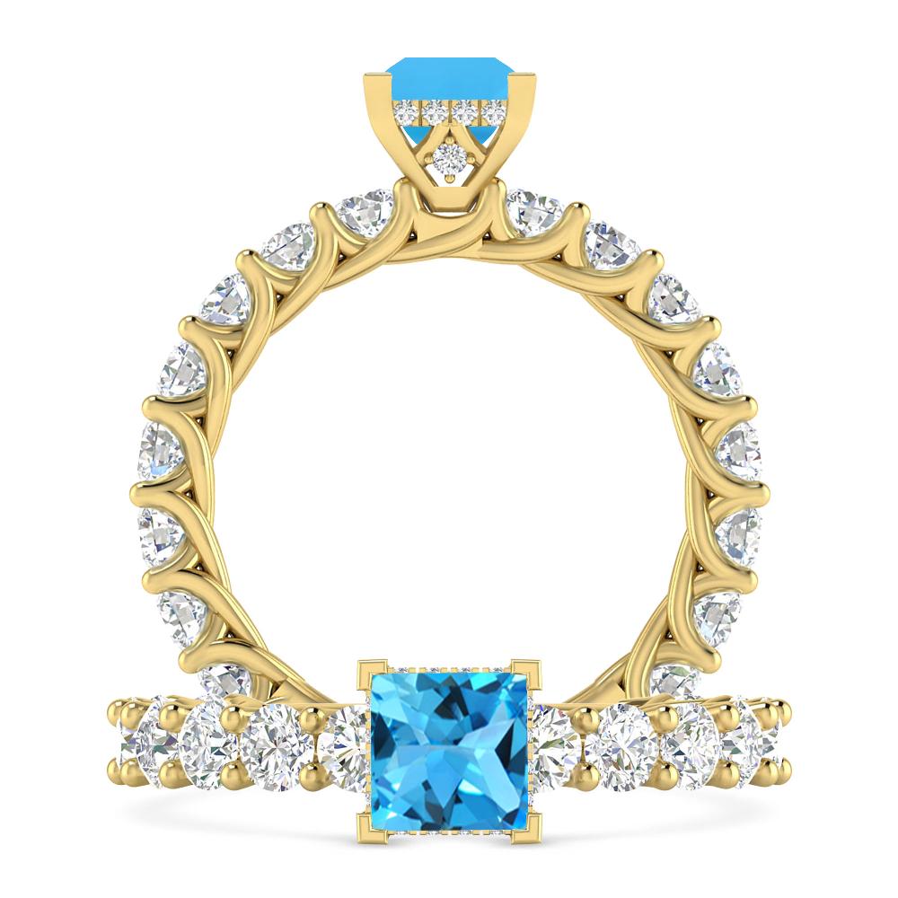 Yellow Gold - Blue Topaz