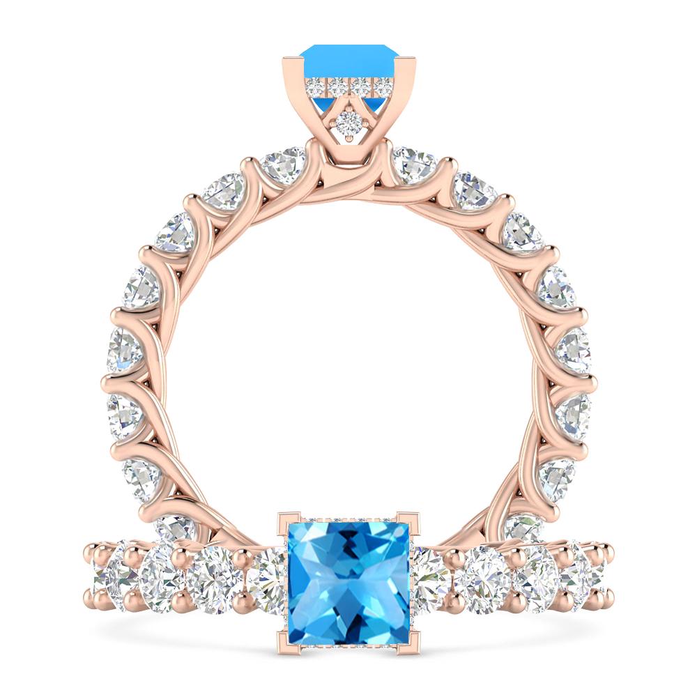 Rose Gold - Blue Topaz