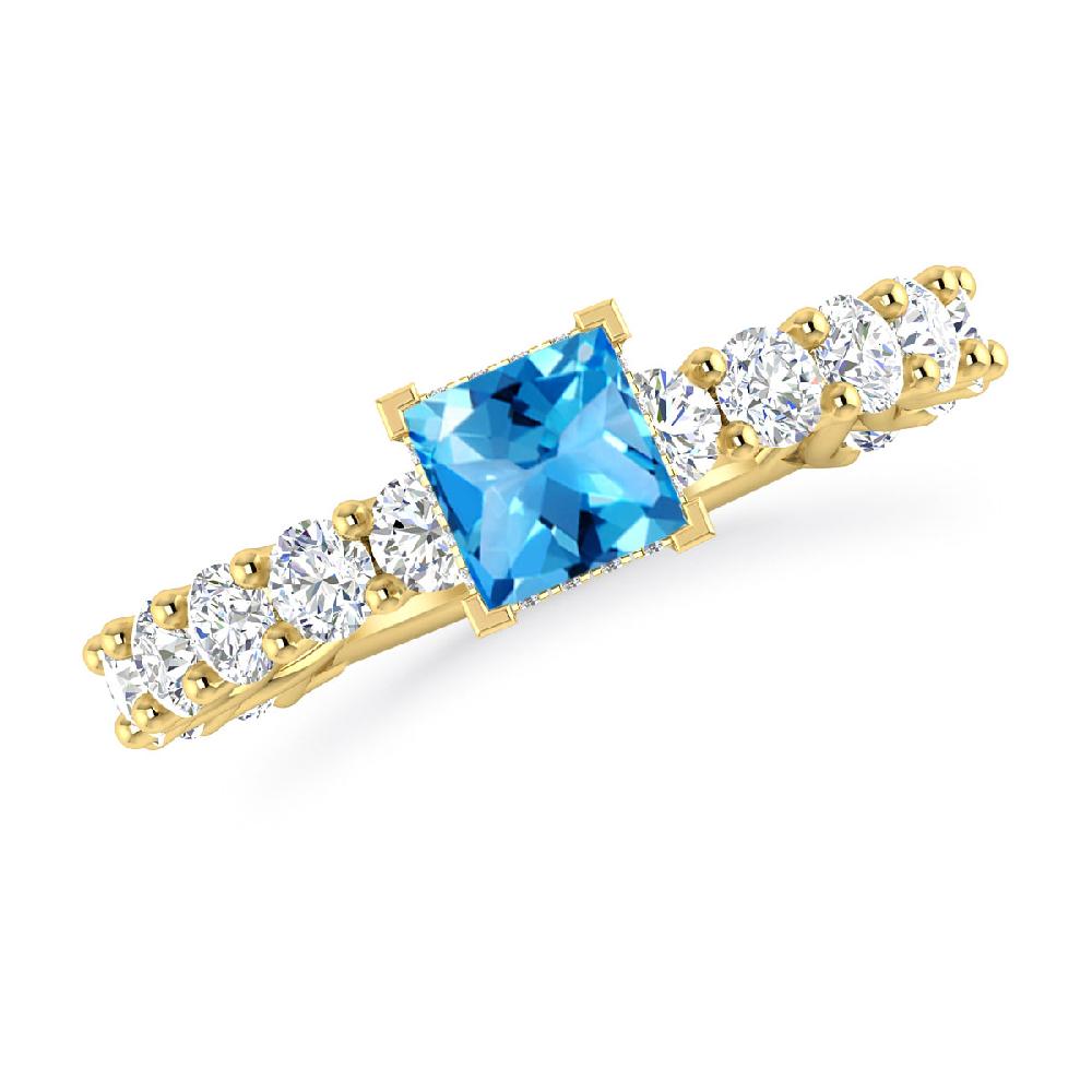 Yellow Gold - Blue Topaz