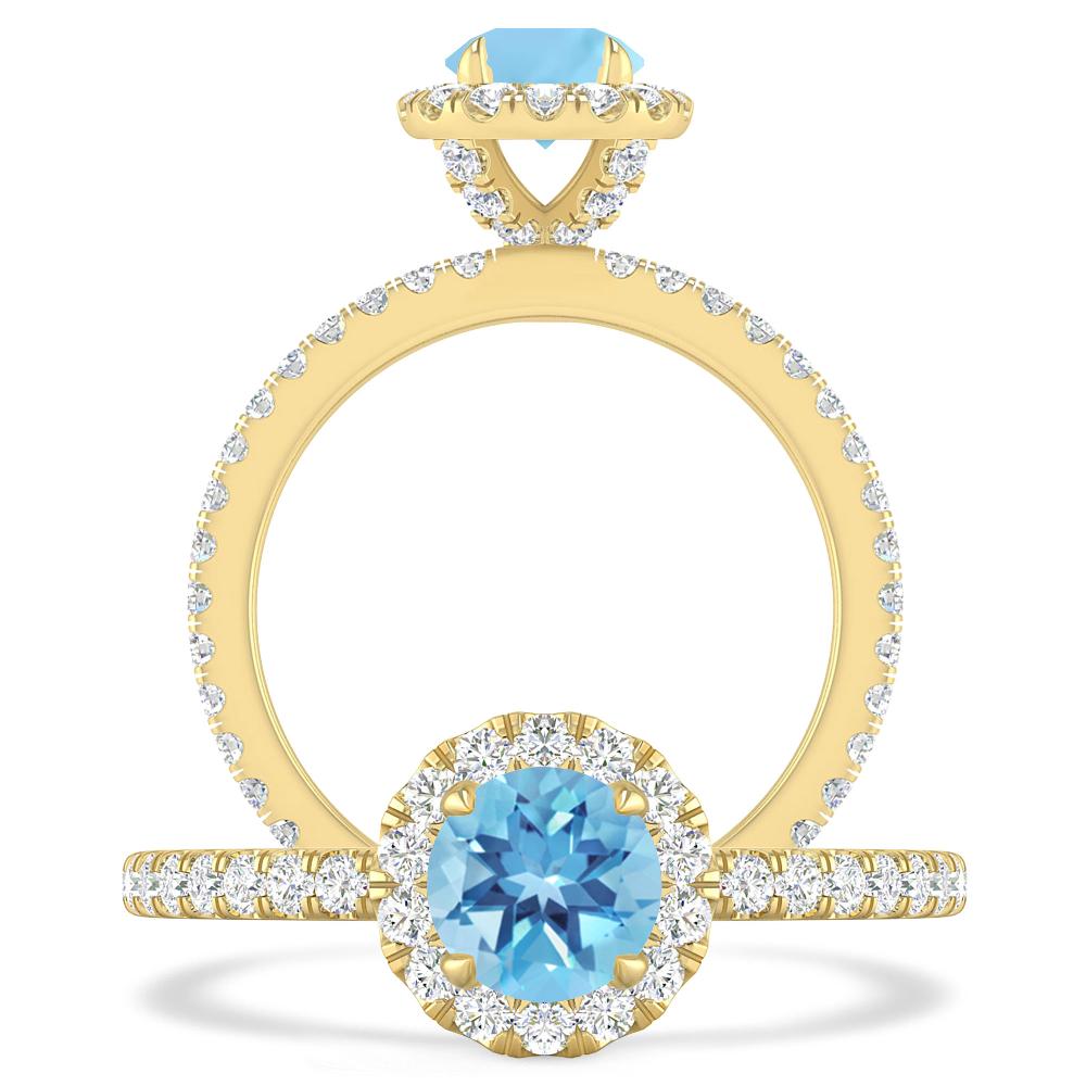 Yellow Gold - Blue Topaz