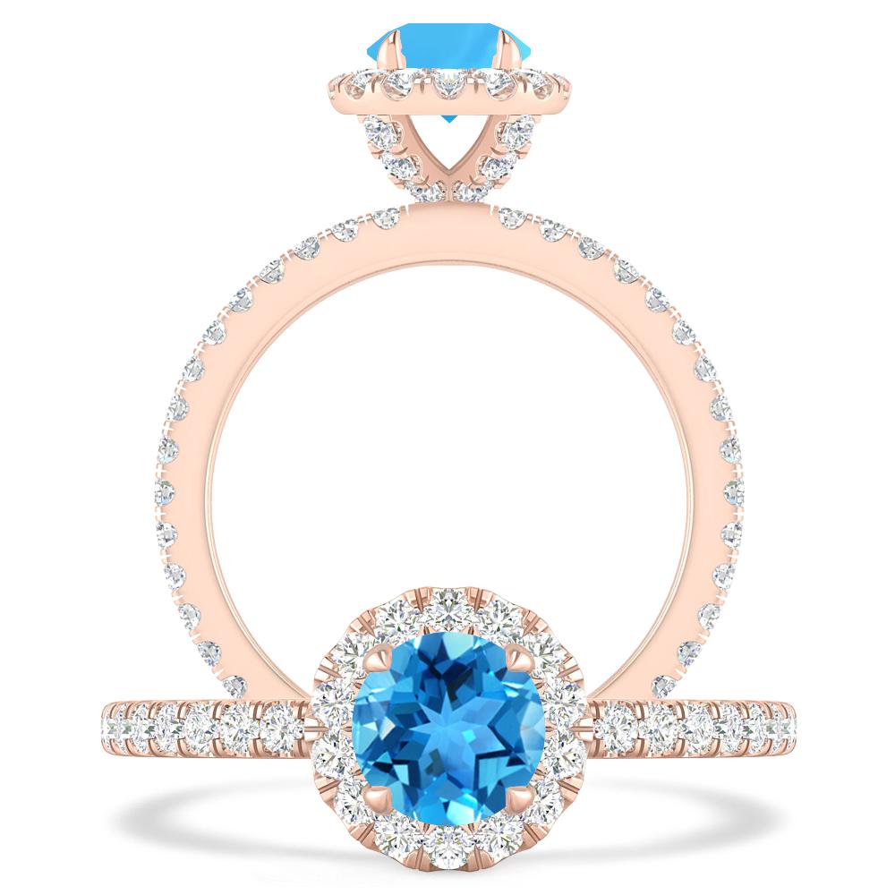 Rose Gold - Blue Topaz