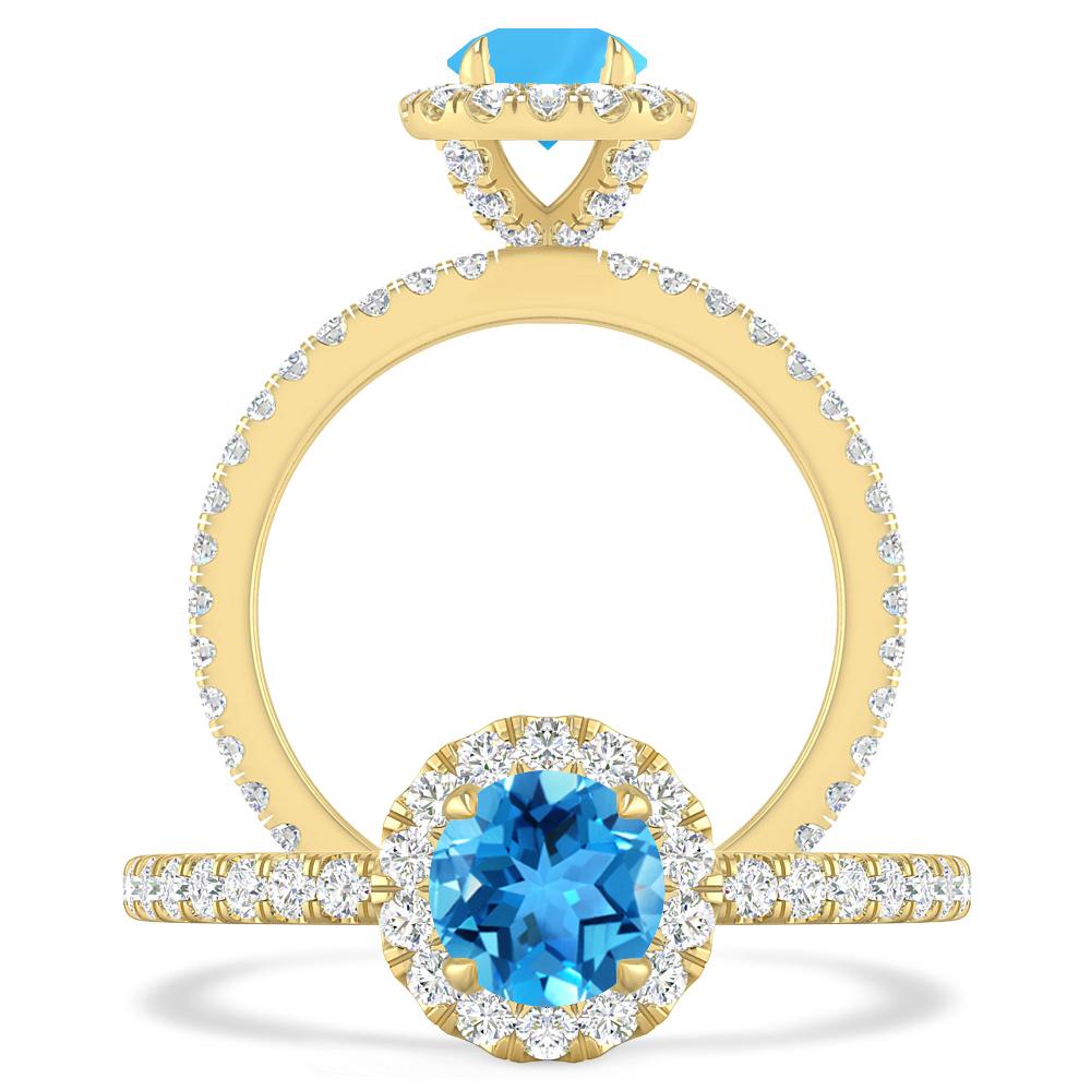 Yellow Gold - Blue Topaz