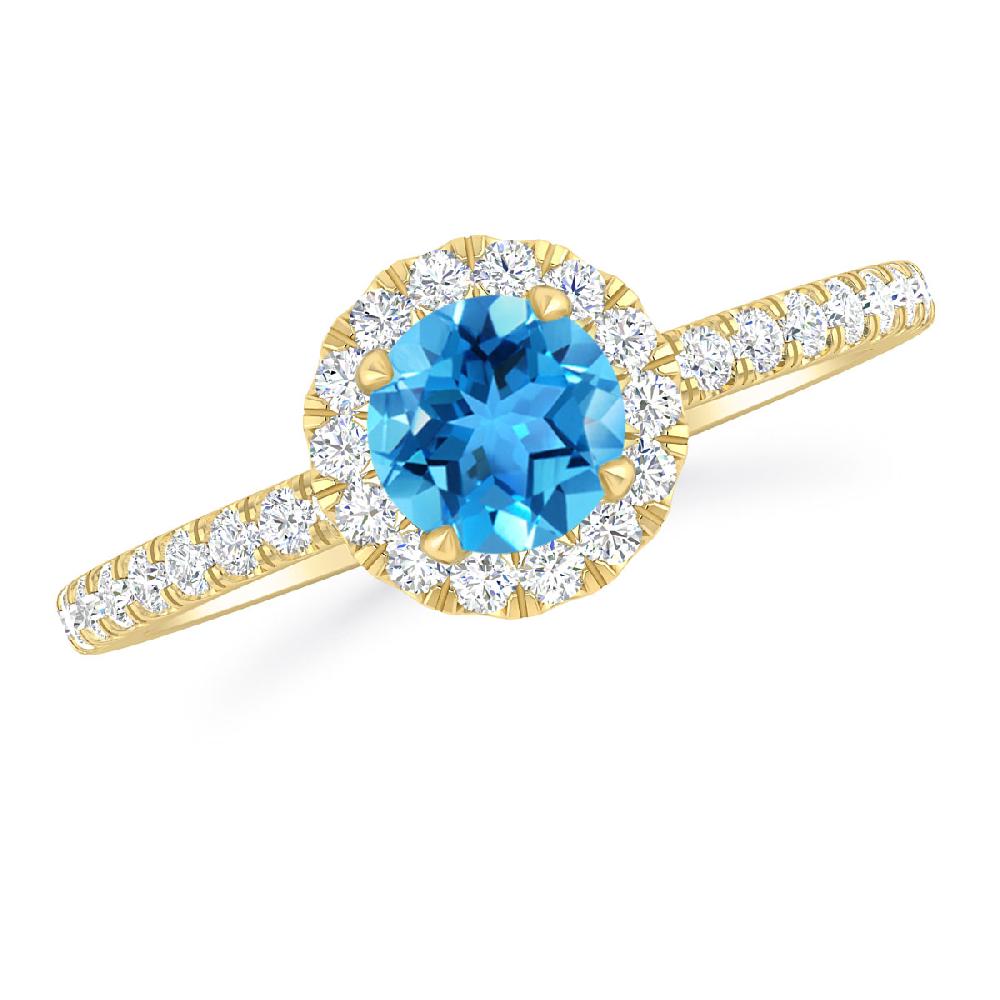 Yellow Gold - Blue Topaz