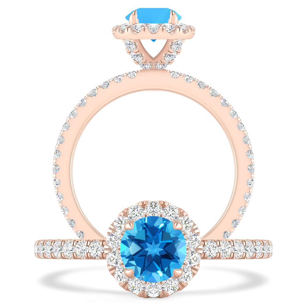 Rose Gold - Blue Topaz