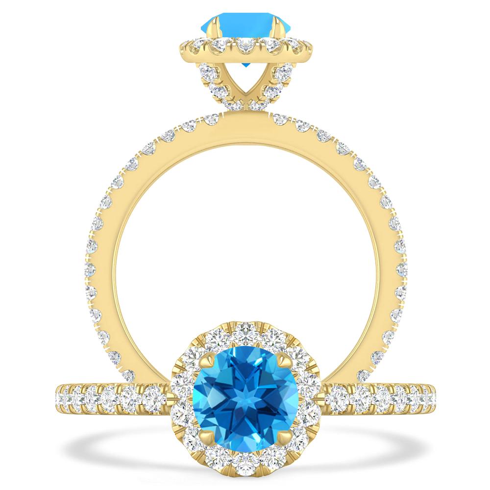 Yellow Gold - Blue Topaz