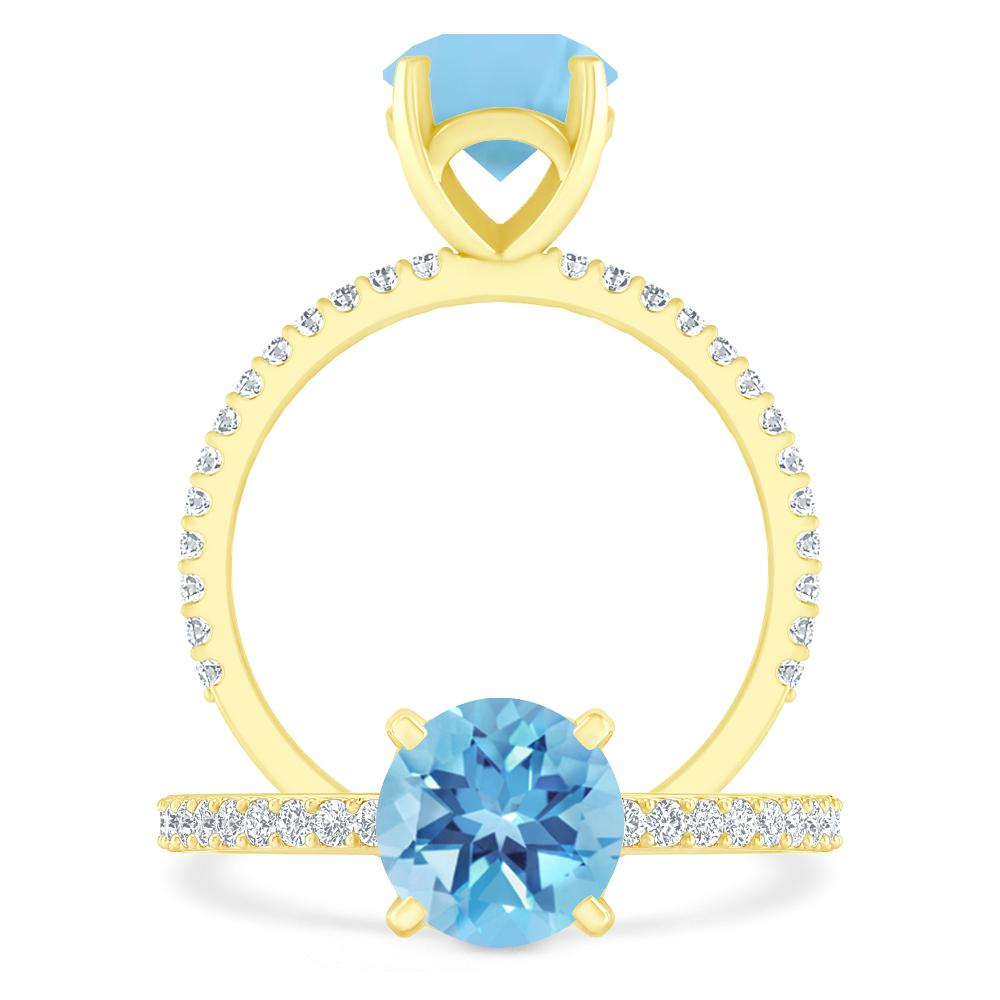 Yellow Gold - Blue Topaz