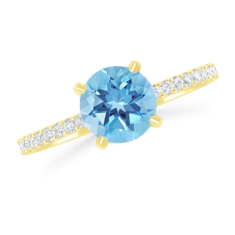 Yellow Gold - Blue Topaz